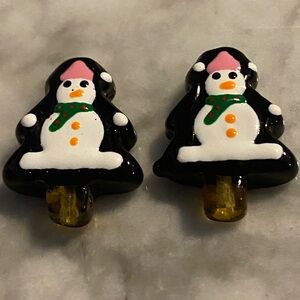 LampWork Snowman Tree Beads (2)